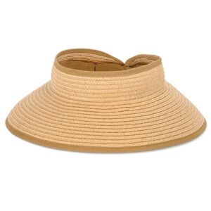 Time and Tru Women’s Packable Straw Visor, Natural/tan One Size Fits Most